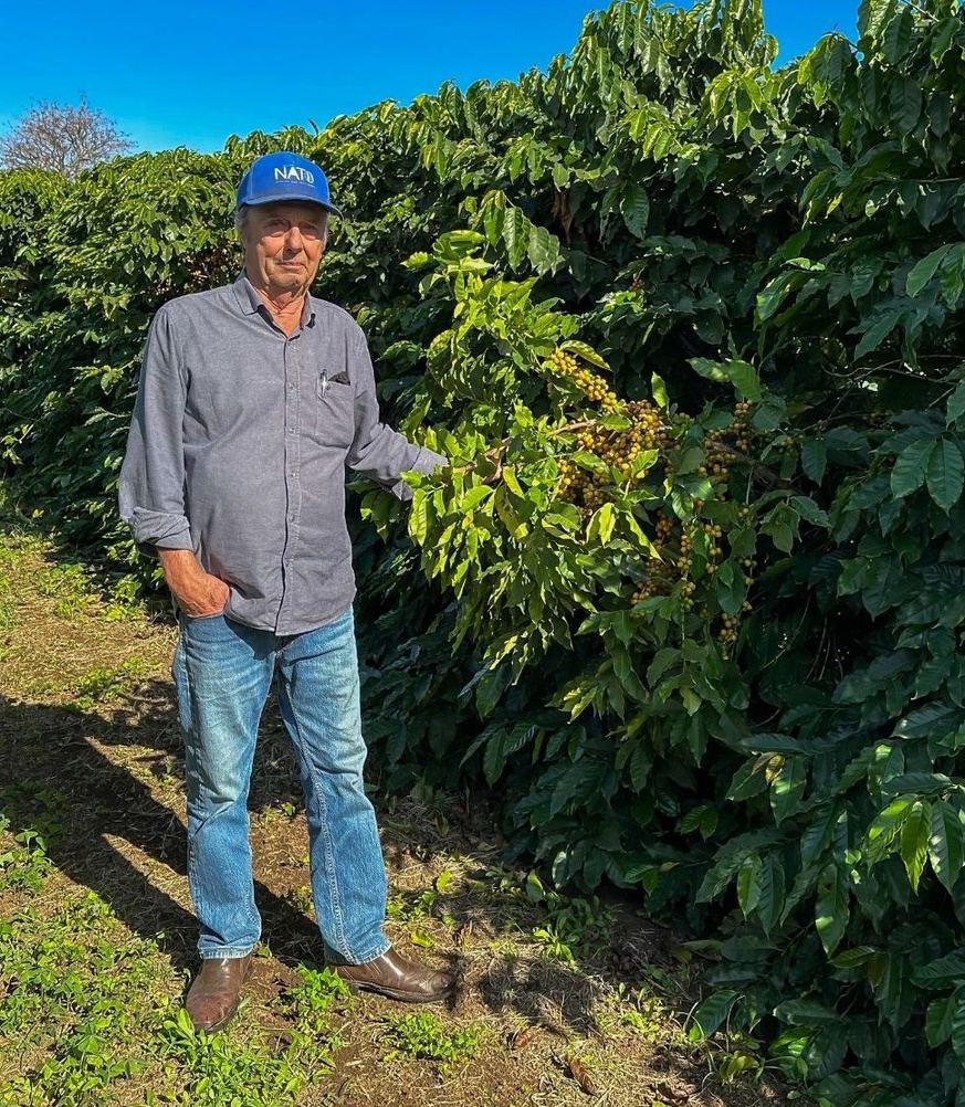 Produtor com frutos maduros